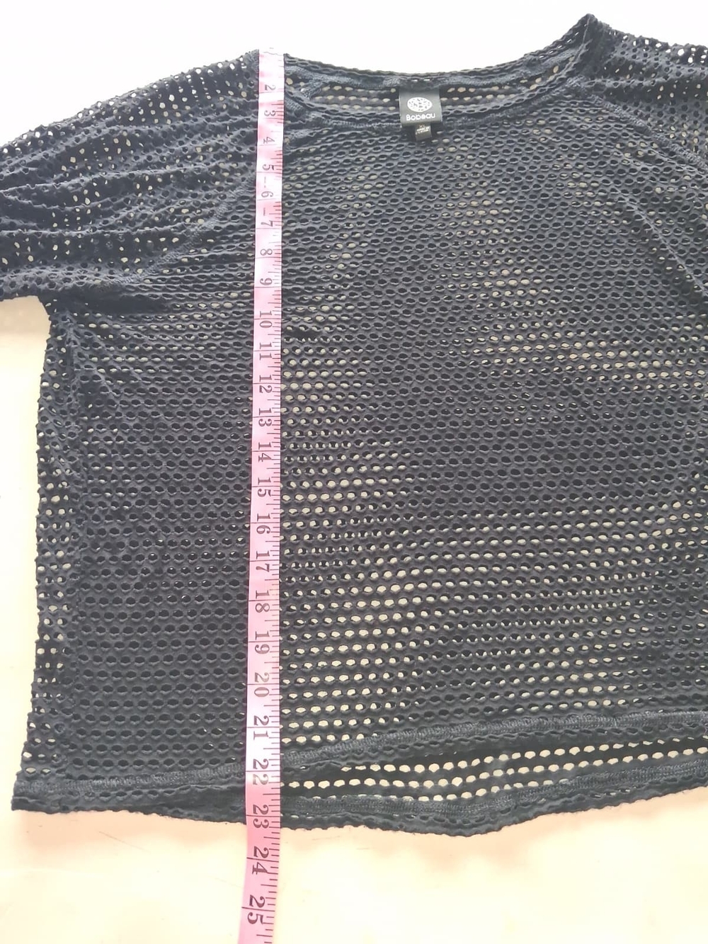 bobeau Navy Open-Weave Scoop Neck Sweater